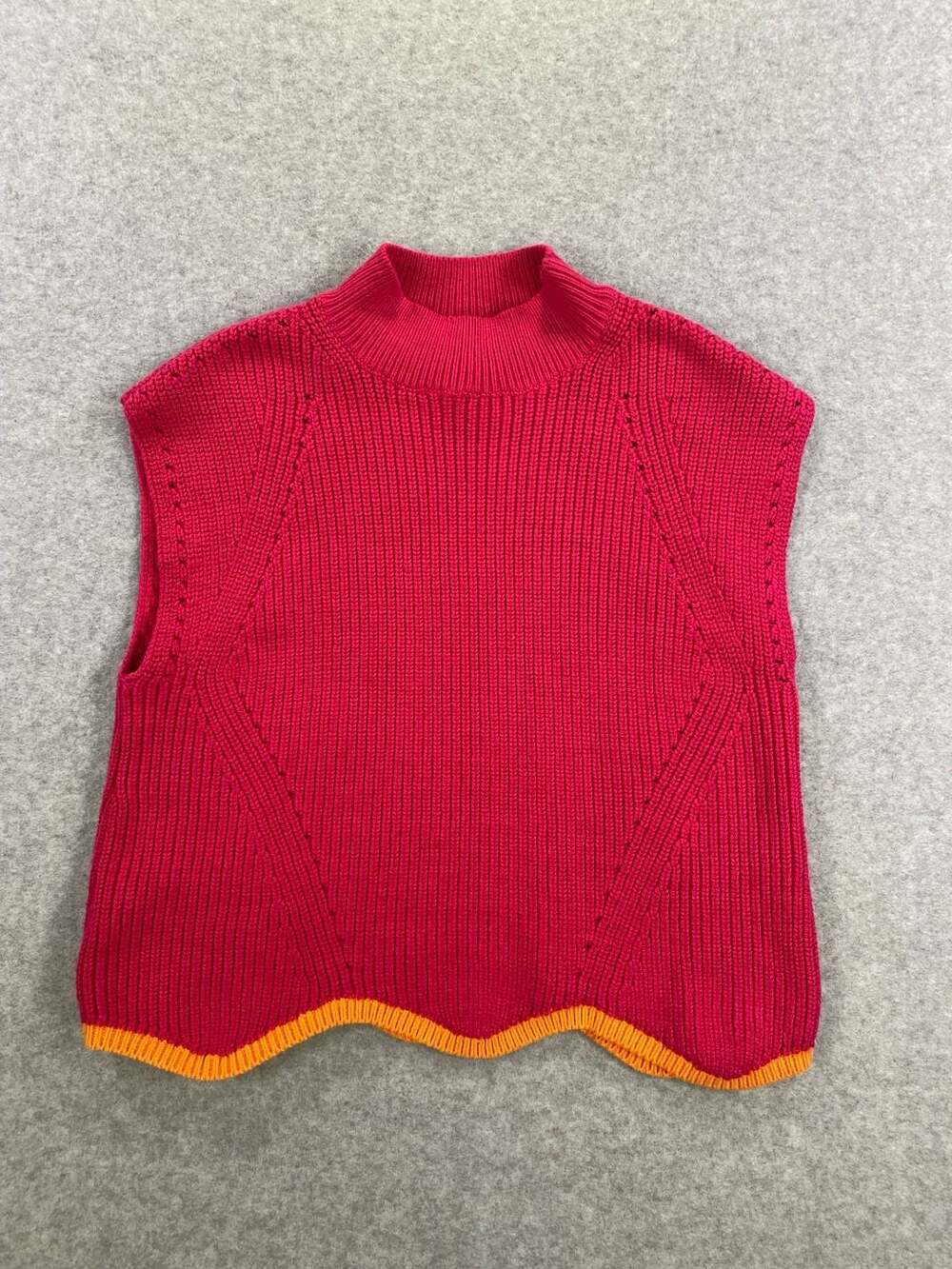 Maeve by Anthropologie Mock Neck Scalloped Hem Sweater Vest